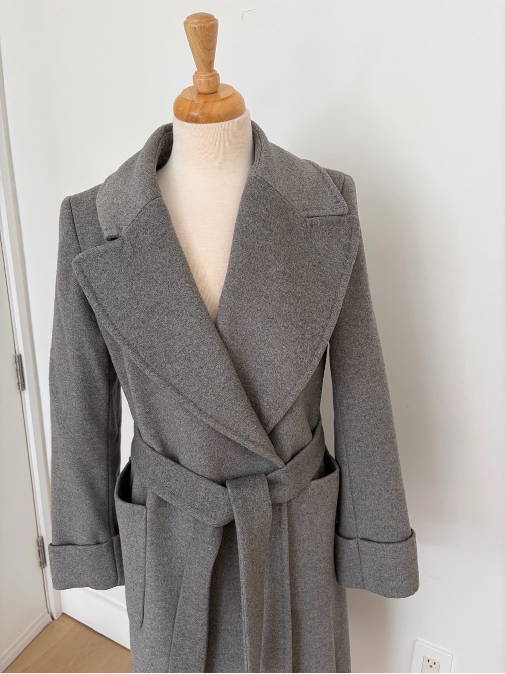 Ralph Lauren Gray Wool-Blend Belted Trench Coat - Picture 3 of 6